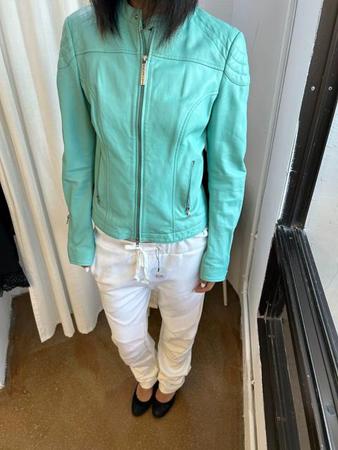 Fornarina Mint Green Leather-Look Waist Jacket