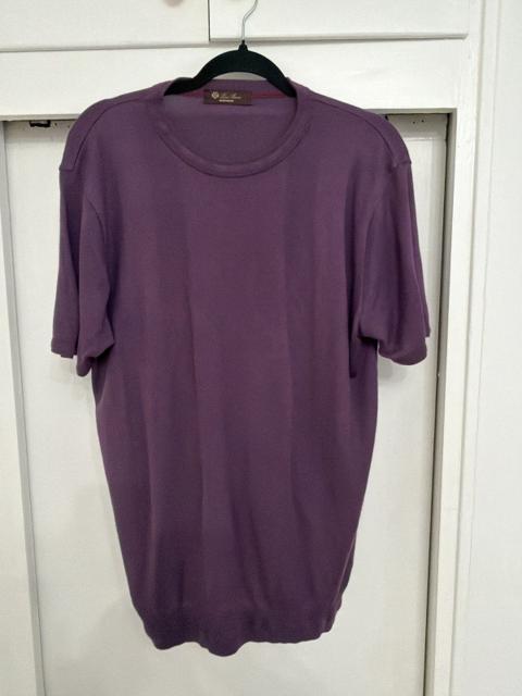 Loro Piana Silk Cotton Knit T-Shirt Purple Sz 52