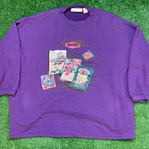 Venezia Purple Floral Graphic Crewneck Sweatshirt