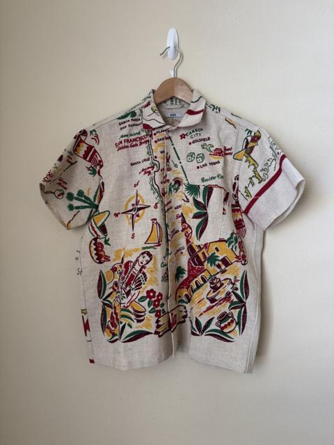 Bode Map Print Button Up Shirt Vintage Fabric OOAK S/M