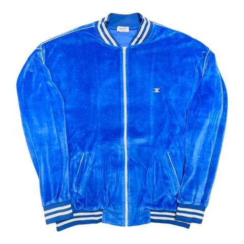 logo Velvet Varsity Jacket Blue