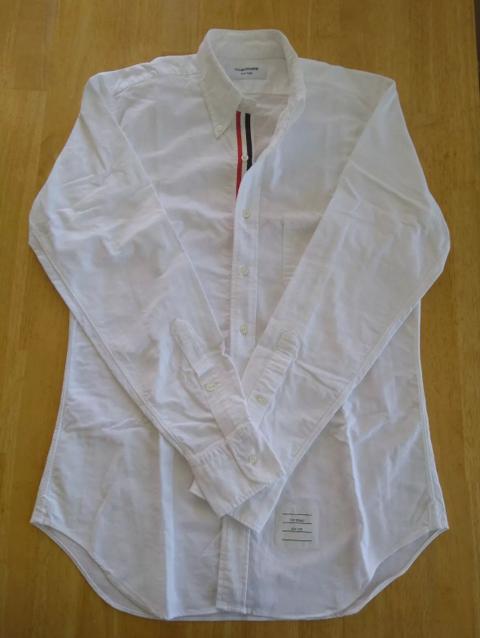 Thom Browne WHITE COTTON OXFORD GROSGRAIN Shirt size 3