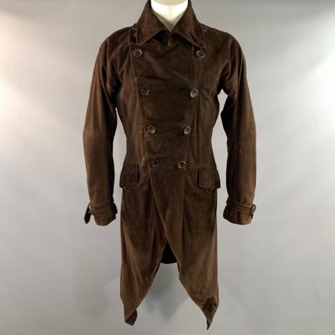 JOHN GALLIANO FW2002 Size 42 Brown Leather Overcoat Coat