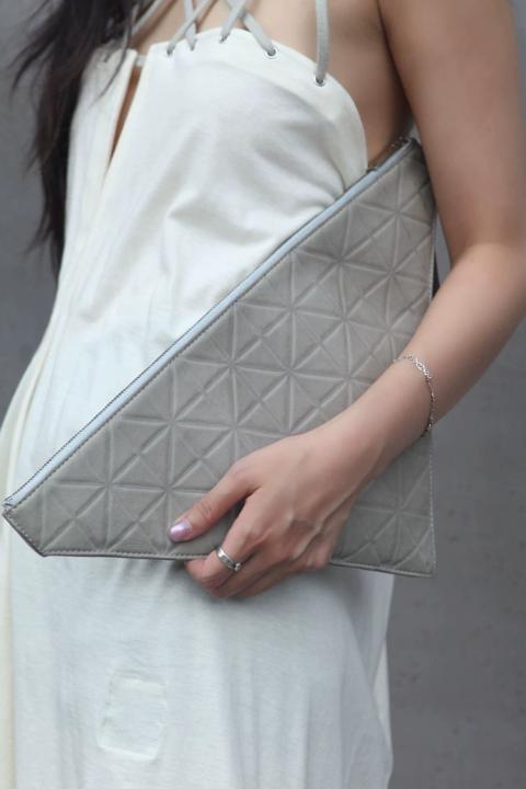 Gareth Pugh Crease-Free Triangle Leather Clutch