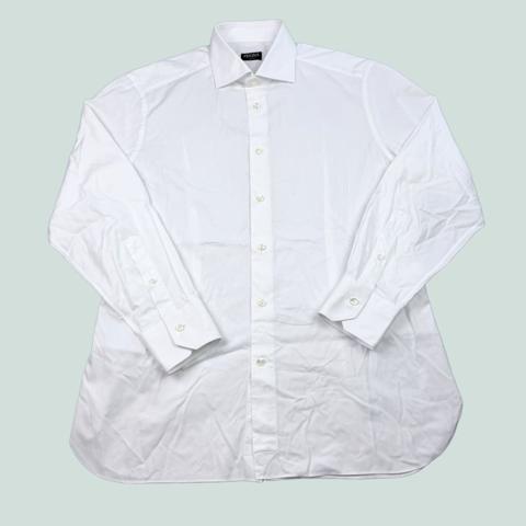 ZEGNA Ermenegildo Shirt White Cotton Long Sleeve Button Up 17 43 Mens