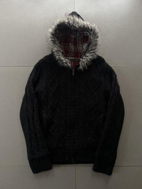 JAPANESE 2000s KNIT FUR VKEI GOTHIC PUNK ZIP HOODIE