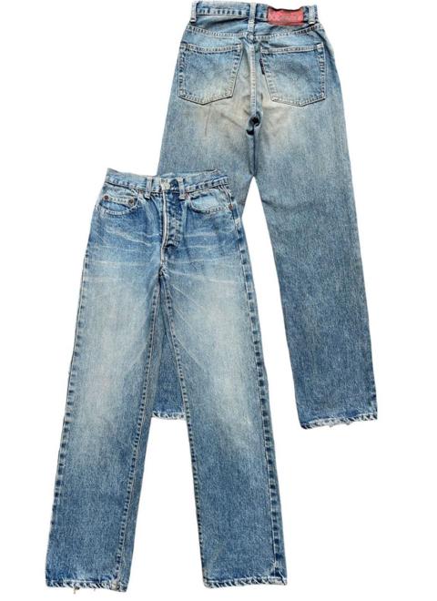 Vintage BlueBlue Japan Selvedge Distressed Wide Jeans 24x30