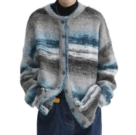 Striped Knit Green Cardigan Sweater Cute y2k
