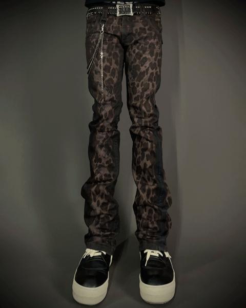 Roen Leopard Waxed Jeans