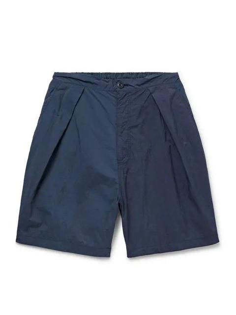 BLUE BLUE JAPAN Tapered Pleated Indigo-Dyed Nylon Shorts
