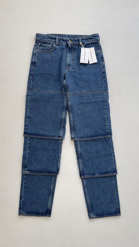 Triple Layer Washed Blue Denim Jeans
