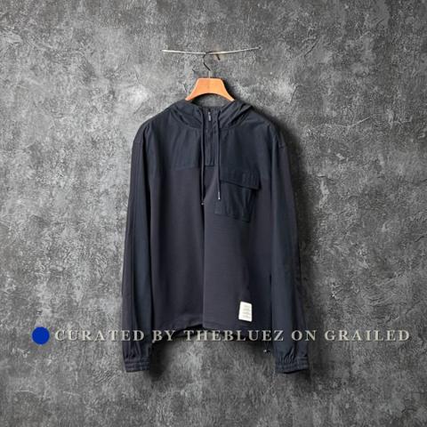 Thom Browne Navy Half-Zip Hoodie