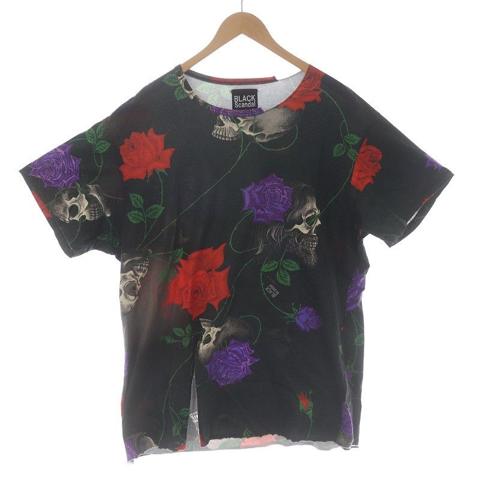 YOHJI YAMAMOTO BLACK Scandal 18SS Skull Rose T-shirt