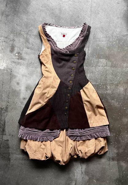 20471120 1990s Asymmetrical Patchwork Dress