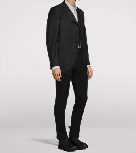 All-Over Stitched Logo Wool Mixed Blazer