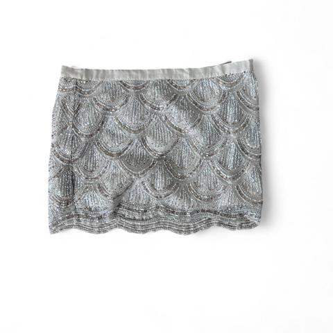 Gudi silver sequin mini skirt with scalloped details Size 14 #party #clubwear