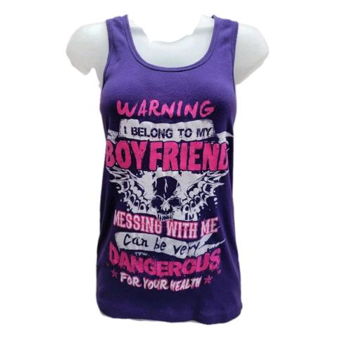 Boyfriend Graphic Tank Purple Size M

This Bella women's tank top in size M is perfect for casual occasions. The scoop neck and sleeveless design provide a comfortable fit. The tank top is made of cotton material in a solid purple color, making it ideal for those who love colorful clothing. The garment is easy to care for and is machine washable, featuring a slim fit that flatters the wearer's body. It is a basic style top with graphic designs.