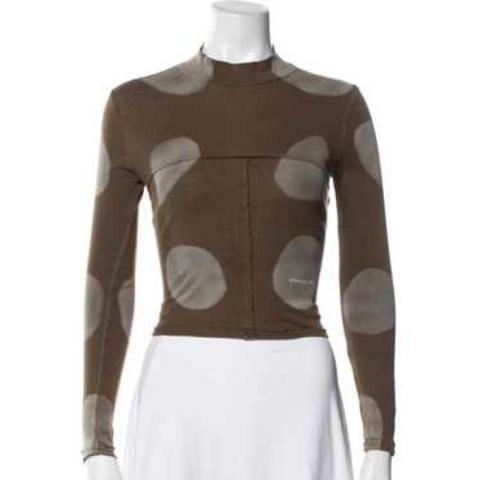 Eckhaus Latta brown polka dot long sleeve top. Stretchy Size L but fits on the small side. Buttery soft fabric. 🍫 

#polkadot #fashion #eckhauslatta #palomawool #cocoa