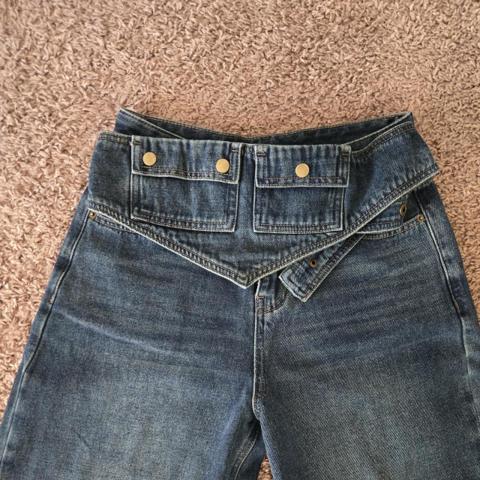 NEW Micas blue denim jeans with a unique design, size S #micasa #designer