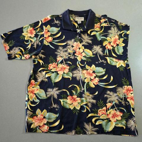 Cooke Street Honolulu Mens XL Mercerized Cotton Tropical Floral Polo Shirt Navy

Cooke Street Honolulu polo shirt crafted from premium mercerized cotton for a smooth, lustrous finish. This short-sleeve top features a vibrant tropical floral and palm tree print set against a deep navy background, offering a classic Hawaiian aesthetic. Designed with a traditional ribbed collar and a two-button placket, it provides a comfortable and relaxed fit suitable for casual outings or vacation wear.

Measurements:
• Pit to Pit: 24.5" (49" doubled)
• Length: 31.5"
• Sleeve Length: 11"
• Weight: 10oz (9.5oz actual)

#Floral #Casual #Tropical