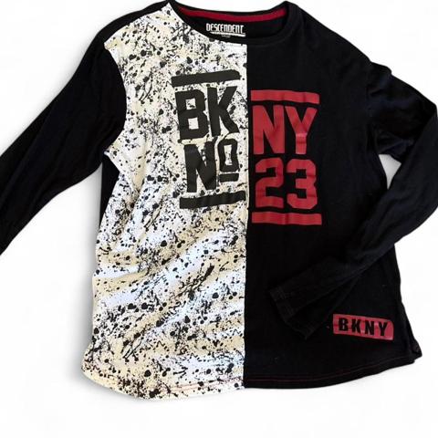 white + black long sleeve shirt with red accents #skater