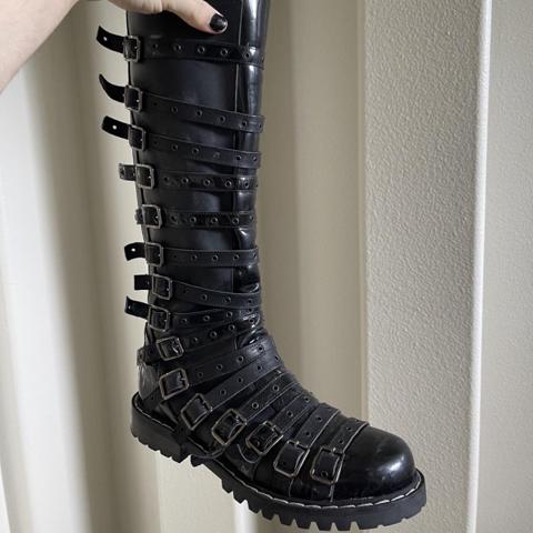 rare multi strap biker boots from