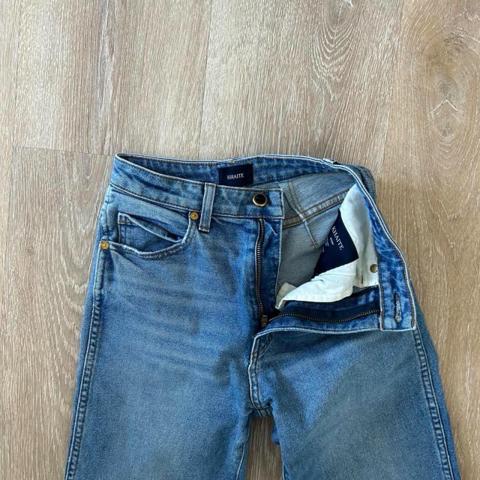 Khaite denim. It’s been altered to fit size 24/25 waist and 25/26 hips. 
Leg inseam length is about 27.5” as shown in the photo. 
I usually wear size 25 jeans (Levi’s, reformation, redone, etc.) and have smaller waist. If you’re petite, this would fit you perfectly. 
Final sale.

#khaite #khaitedenim #khaitejeans #jeans #depopsweepstakes