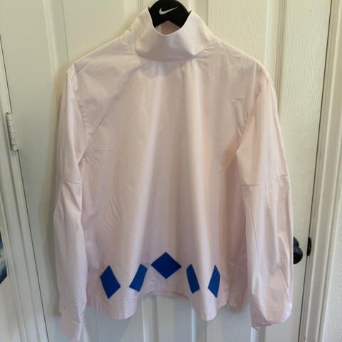 Namacheko turtle neck dress shirt with blue diamond shapes along the hem #windbreaker #athletic