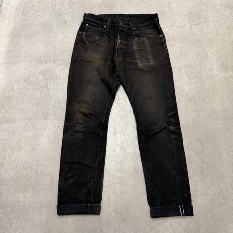 Pure Blue Japan Syoaiya Inc. 14oz Teacore (chashin) brown dyed then black dyed denim size 34 straight leg silhouette slight deep rise