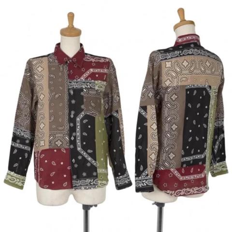 junya watanabe paisley patchwork button
