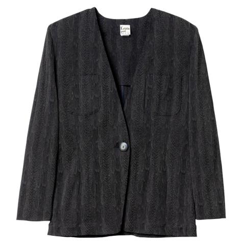 Krizia (Italy) Vintage Acetate Jacquard Weave Collarless Cutaway Jacket : XL

Vintage (mint condition)

Tag: 46

Measurements (cm)
Chest: 48
Length: 73
Shoulder: 44
Sleeve: 60
Hem: 49

SKU: 000044

Olivier Theyskens A.F. Vandevorst Yoshiki Hishinuma Ann Demeulemeester Share Spirit Limi Feu Shibumi Hiroko Koshino Issey Miyake Vivienne Westwood Jurgi Persoons Helmut Lang Ziggy Chen Rick Owens Maison Margiela Yohji Yamamoto Marithe Francois Girbaud David Webb Birkin Verdura Schlumberger Oscar Heyman Sepkus Elizabeth Gage Alex Sepkus Elizabeth Locke Irene Neuwirth Todd Reed Fope Kurt Wayne Henry Dunay Raymond Yard Brent Neale Foundrae Harry Winston Mallary Marks Moritz Glik Polly Wales Seaman Schepps Anita Ko Hammerman Brothers Cathy Waterman Trianon Kwiat Penny Preville Todd Pownell Odelia Métier Pomellato Kataoka Hearts On Fire Munsteiner Reinstein Ross Repossi Messika Chimento Brooke Gregson Pasquale Bruni Zuhair Murad Van Cleef & Arpels Jose Hess Chopard Marco Bicego H. Stern