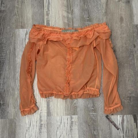 Barragan orange mesh ruffle top Size XS #ruffles #feminine

Bought for $150