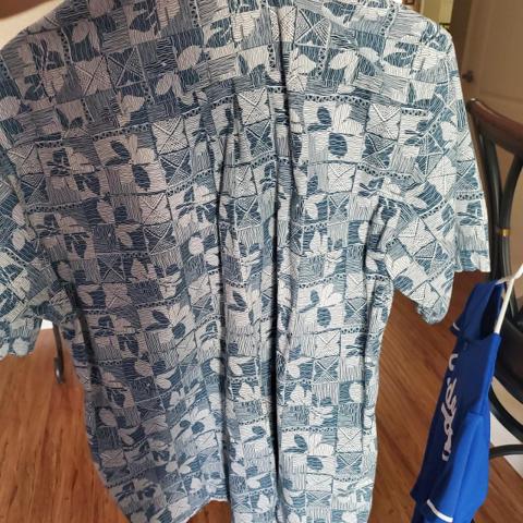 Cooke Street Hawaiian Islands blue and white geometric pattern cotton shirt #hawaiian #geometric