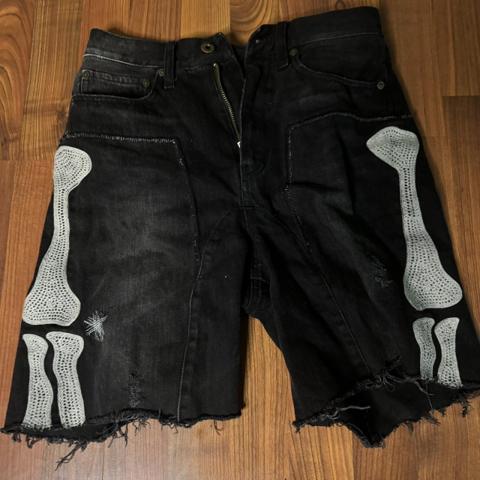 kapital bone denim shorts