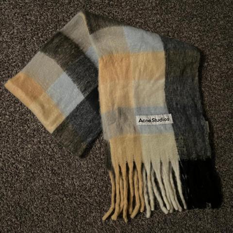 acne studios mohair checked bluebeigeblack