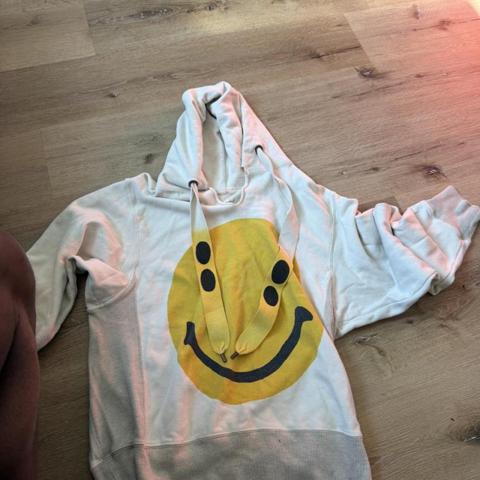 Kapital white hoodie with yellow smiley face graphic #smiley