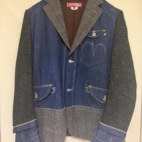 Junya Watanabe worn twice  blue denim patchwork blazer Size L #denim #patchwork