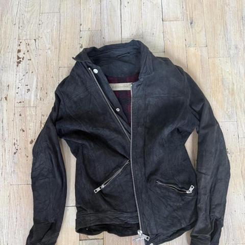 Giorgio Brato black reverse leather vegetable died jacket — beautiful and super cozy flannel lined. Size 50 fits more like a 48.

#ifsixwasnine
#borisbidjansaberi