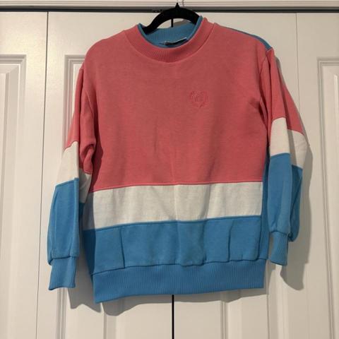 Alison Craig blue, pink, and white color-blocked sweatshirt in a S #colorblock #retro
