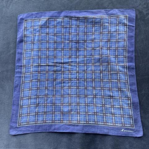 Vintage Kansai Yamamoto Handkerchief Pocket Square Blue Brown Check Plaid

#plaid #mensaccessories
