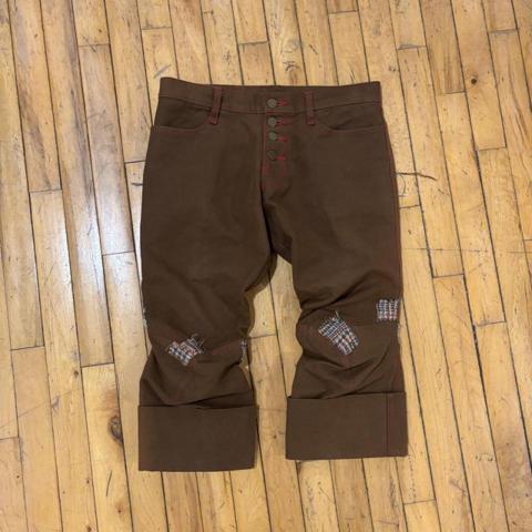 Christopher nemeth 3/4 capris
Very good quality denim
Has plaid knit across the knee and back pocket. Has an exposed button fly 
Fits 30
10/10 condition new
Dm before buying 
#christophernemeth#fotus#kojikuga#beautybeats#archive