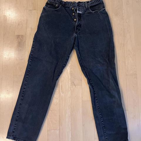 vintage black girbaud jeans w/ button fly
size 34, cuff & leg measurements pictured #relaxed #denim