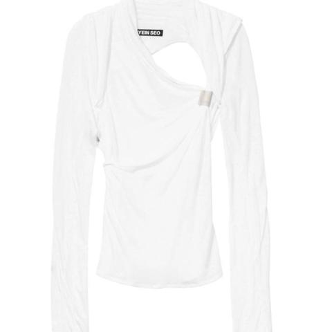 White Hyein Seo long sleeve top with cutout detail #cutout #designer