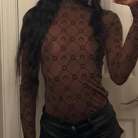 Marine Serre brown mesh long sleeve top