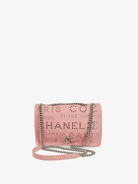 Sac Chanel cuir perforé rose