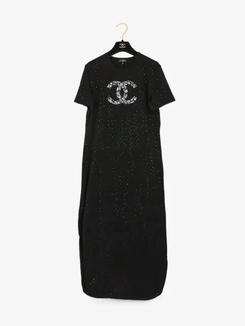 Robe longue Chanel coton noir