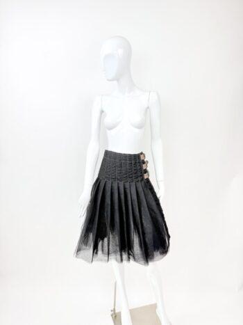 Junya Watanabe AD 2011 Black Tulle Mesh Kilt Skirt