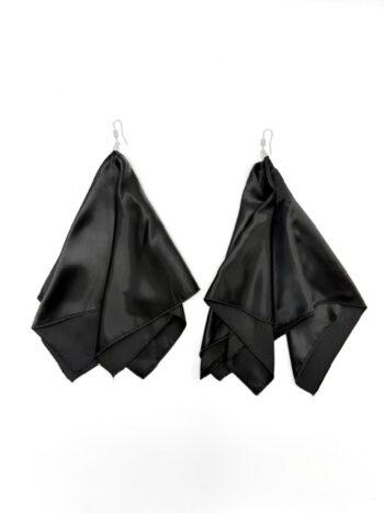 MM6 Maison Margiela XL Black Satin Draped Earrings
