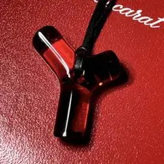 希少形　バカラ Y字型 BONE レッド　クリスタル　ネックレス　チョーカー