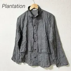 Plantation プランテーション 長袖シャツ シワ加工ブラウス　チェック